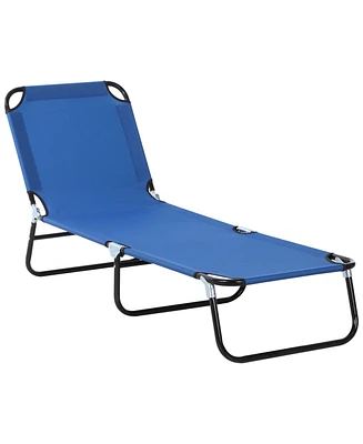 Simplie Fun Blue Folding Chaise Lounge Chair - 5 Reclining Positions