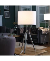 Streamdale Furniture 34.25" - 29.25" In Mid-Century Adjustable Tripod Chrome/Silver Metal Table Lamp