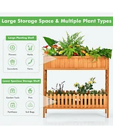 Gymax 2-Tier Raised Garden Bed Elevated Wood Planter Box for Vegetable Flower Herb