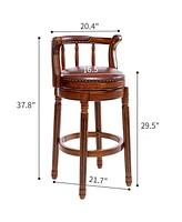 Streamdale Furniture 29.5" Brown Wooden Swivel Barstool with 360 Degree Swivel