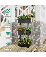 Gymax 3-Tier Raised Garden Bed Vertical Freestanding Flower Pot Stand Planter Boxes