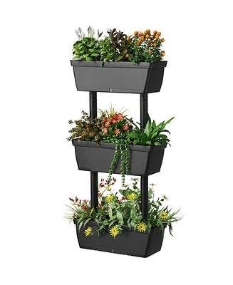 Gymax 3-Tier Raised Garden Bed Vertical Freestanding Flower Pot Stand Planter Boxes