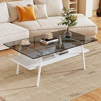 Modern Gray Glass Coffee Table