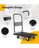 Costway Folding Push Cart Dolly Platform Hand Truck with 360° Swivel Wheels 440LBS Capacity