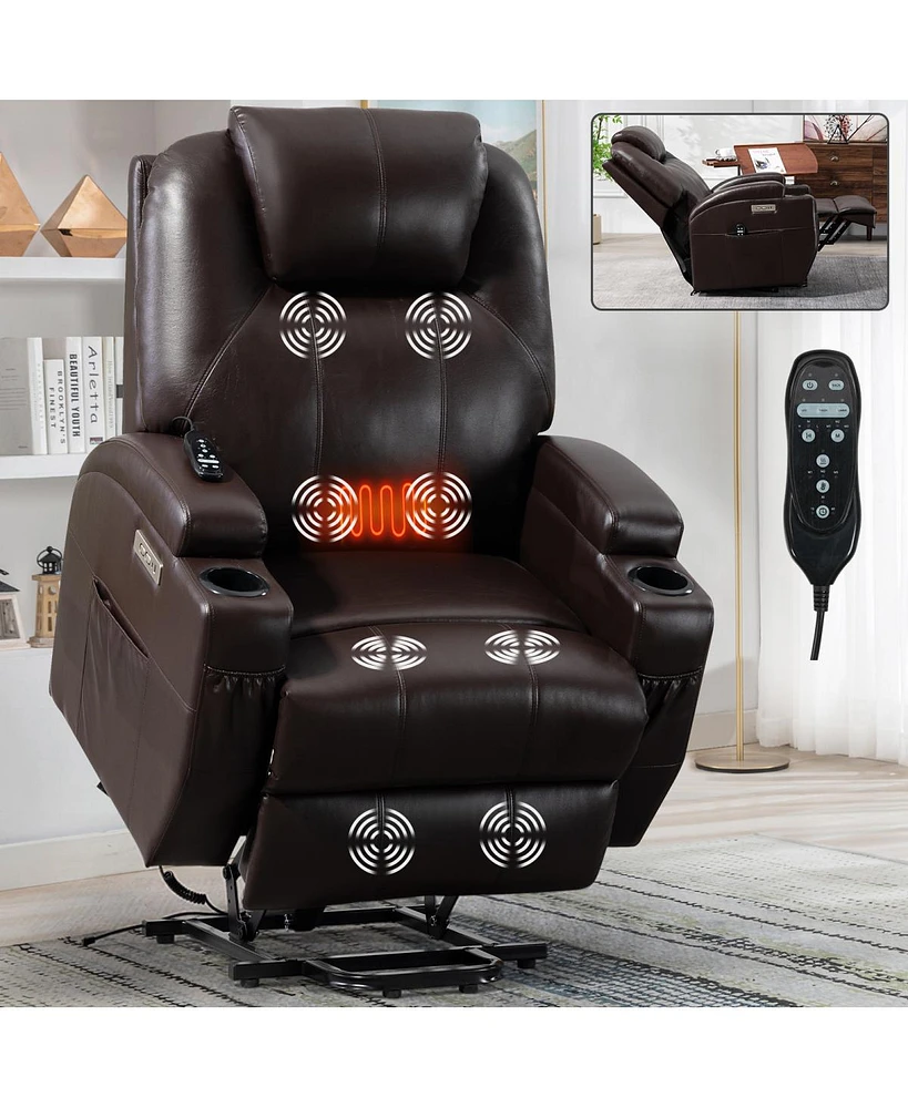 Simplie Fun 350lb Okin Motor Power Lift Recliner with Massage & Heating