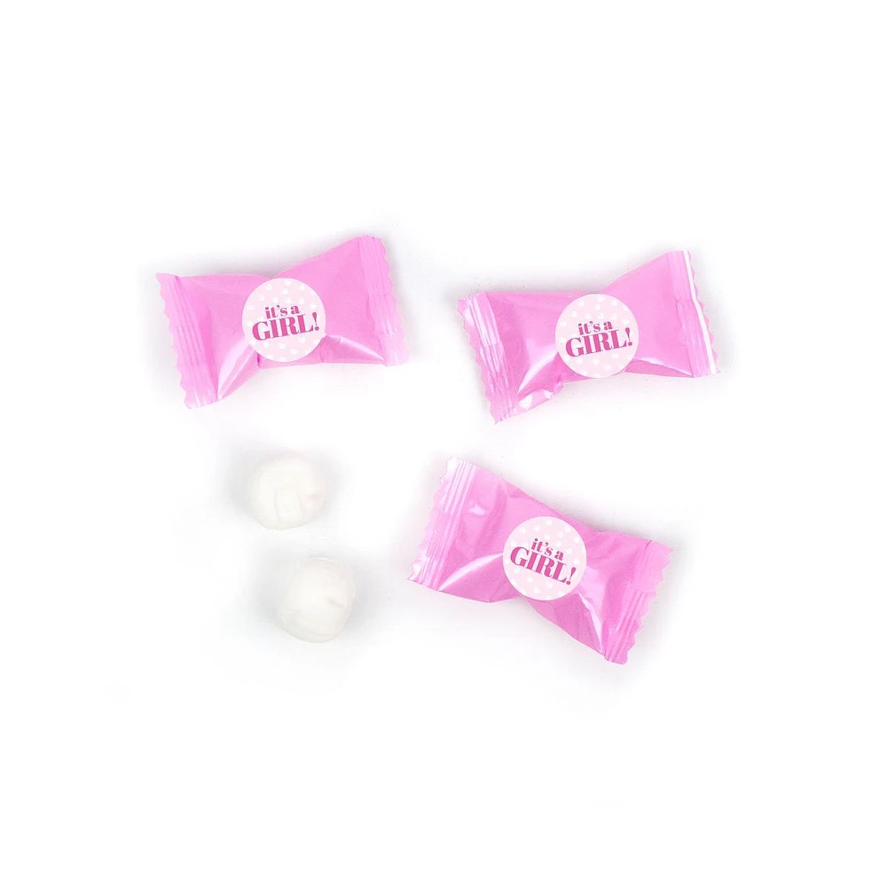 Just Candy 55 Pcs It's a Girl Baby Shower Candy Mints Party Favors Pink Individually Wrapped Buttermints