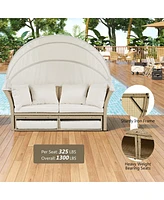Simplie Fun Wicker Double Daybed with Canopy & Pillows