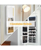 Sugift Door Hanging Mirror Jewelry Armoire with Full Length Mirror and 6 Drawers
