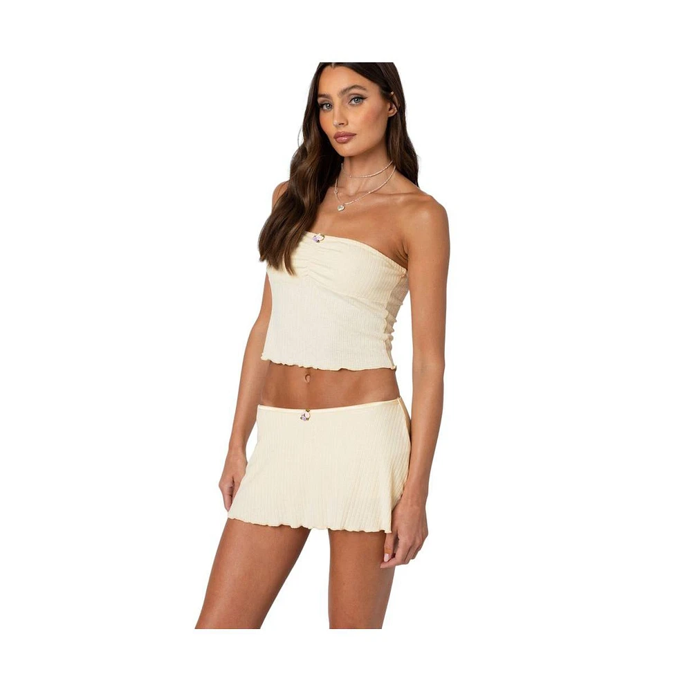 Edikted Women's Dosina Pointelle Tube Top