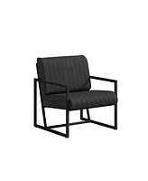 Simplie Fun Black Pu Leather Armchair with Metal Frame