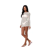 Edikted Women's Sheer Textured Backless Mini Dress