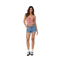 Edikted Women's Fern Mid Rise Denim Shorts