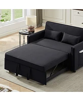 Streamdale Furniture Linen Loveseat Sleeper with Pull-Out Bed & Pillows