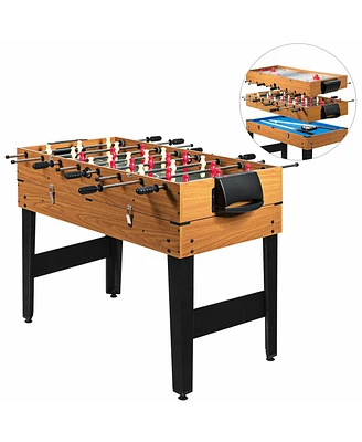 Slickblue 48 Inch 3-In-1 Multi Combo Game Table with Soccer for Game Rooms