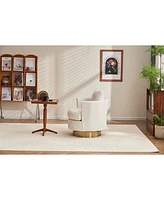 Beige Velvet Swivel Accent Chair with Gold Base