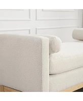 53.5"W Elegant Upholstered Bench, Ottoman