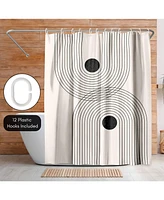 71x74 Geometric Shower Curtain - Black Geometrical Line by Tetyana Karankovska
