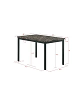 Furniture 5 Piece Metal Dinette Set With Faux Marble Top - Black, Dinning Set, Table&4 Chairs