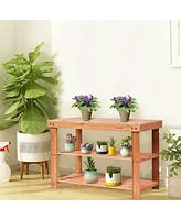 Costway 2-Tier Bamboo Shoe Bench Storage Racks Seat Organizer Entryway Hallway