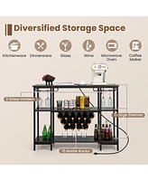 Sugift Industrial Wine Rack Bar Cabinet with Storage Shelves