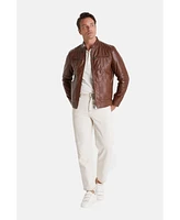 Men's Brown Leather Jacket, Elephant