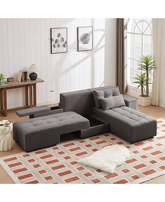 Simplie Fun Convertible Sleeper Sofa & Sectional with Storage & Pillows