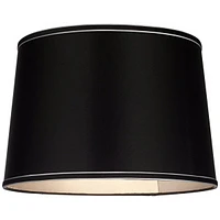 Springcrest Sydnee Collection Satin Black Medium Drum Lamp Shade 14" Top x 16" Bottom x 11" Slant x 11" High (Spider) Replacement with Harp and Finial