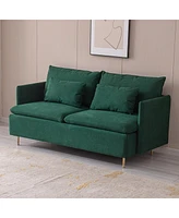 Streamdale Furniture Modern Upholstered Loveseat Sofa, Emerald Cotton Linen-63.8"