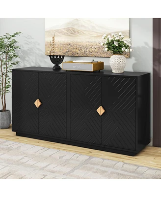 Simplie Fun Black Sideboard with Adjustable Shelves