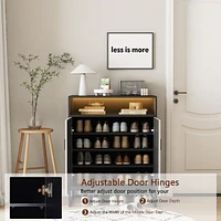 Modern Motion Sensor Night Light Shoe Cabinet with Adjustable Shelves
