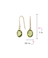 Bling Jewelry Classic Elegant 10K Gold Faceted Briolette Bezel Set Oval Olive Green Natural Peridot Dangle Drop Earrings For Women Wire Fish Hook