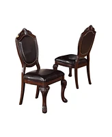 Simplie Fun Royal Majestic Formal Set Of 2 Side Chairs Brown Rubberwood Dining Room Furniture