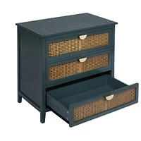 3 Drawer Cabinet, Natural Rattan, American Furniture, Suitable For Bedroom, Living Room, Study