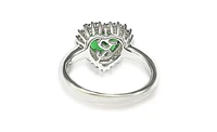 Suzy Levian New York Suzy Levian Sterling Silver Cubic Zirconia Green Heart Halo Ring