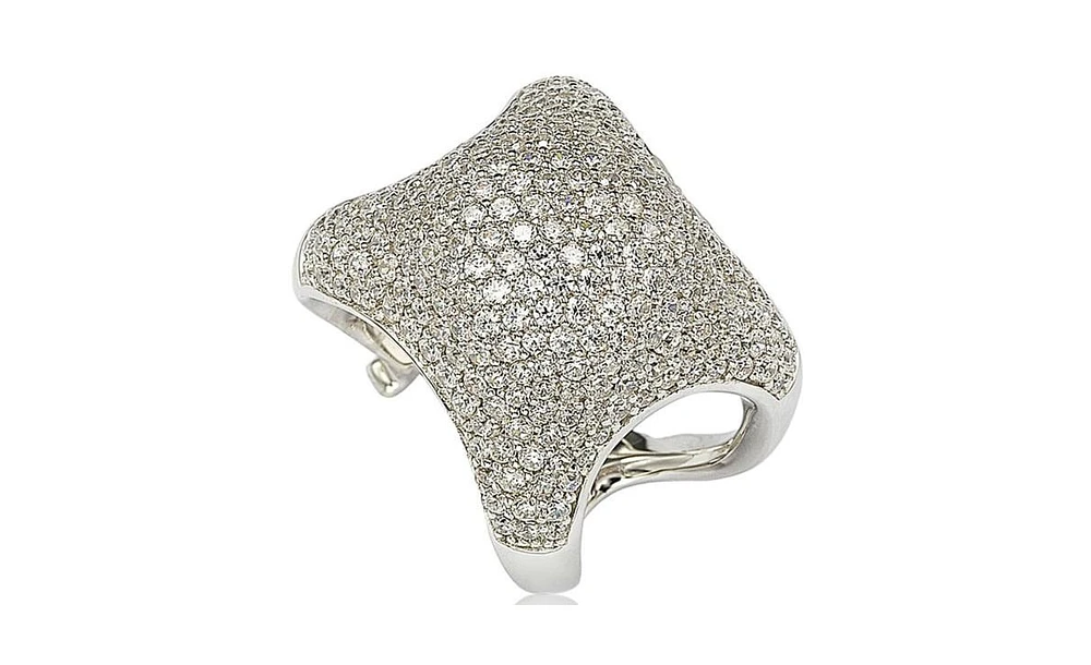 Suzy Levian Sterling Silver Cubic Zirconia Pave Standup Ring