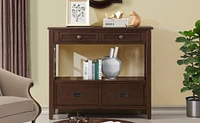 36" Farmhouse Pine Wood Console Table Entry Sofa Table With 4 Drawers & 1 Storage Shelf