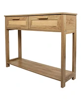 Simplie Fun Console Table With 2 Drawers, Sofa Table, Entryway Table With Open Storage Shelf, Narrow