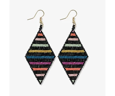 Ink + Alloy Frida Horizontal Lines Beaded Earrings Rainbow/black