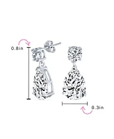 Bling Jewelry Classic Cubic Zirconia 5CTW Solitaire Drop Cz Pear Shaped Teardrops Dangle Earrings For Women Prom Sterling Silver