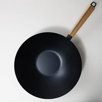 Alva Forest Nonstick Carbon Steel Wok Pan Skillet 12" - Non Toxic Pre-Seasoned, Induction Compatible, Versatile for Stir-Frying, Searing, and More