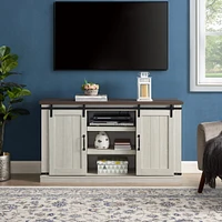 Streamdale Furniture Transitional Tv Stand with Sliding Doors, Light Gray