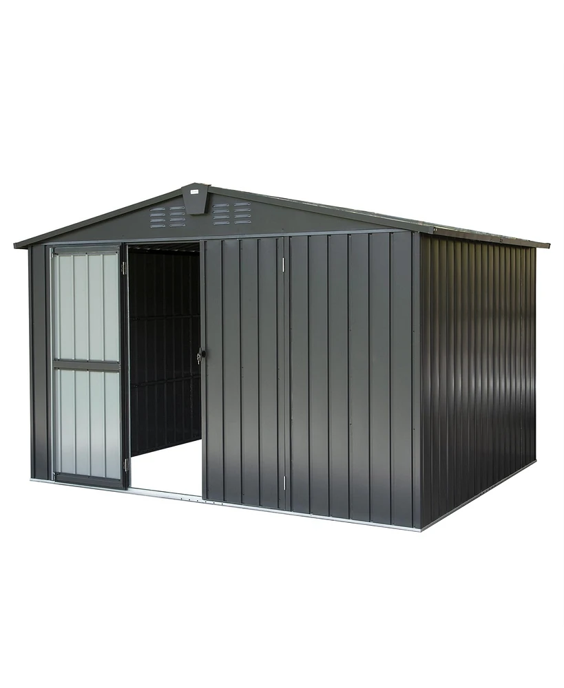 Streamdale Furniture Metal Outdoor Storage Shed: 10'x8' With Lockable Door