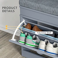 Entryway Shoe Rack Bench with Cushion and Storage