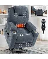 Simplie Fun Chenille Power Lift Recliner Chair with Massage and Heating