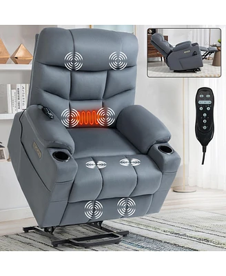 Simplie Fun Heavy Duty Power Lift Recliner Chair with Massage and Heating