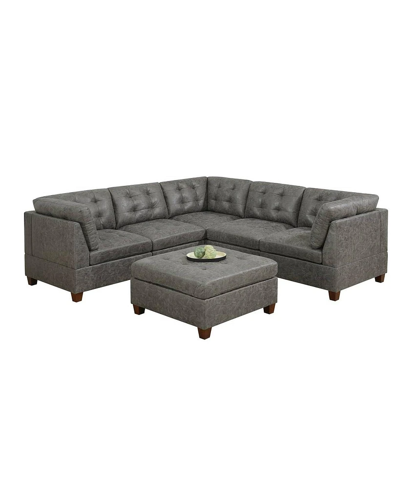 Simplie Fun Antique Grey 6 Piece Leatherette Modular Sectional Set