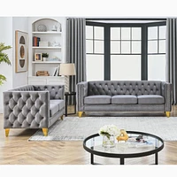 3 Seater + 2 Seater Combination Sofa.Grey Velv