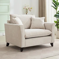 Oversized Chenille Armchair with Pillow