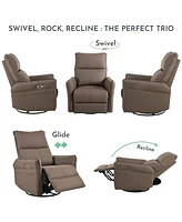 Streamdale Furniture Brown Recliners: Swivel Rocker Chair, Electric Sofa & Glider