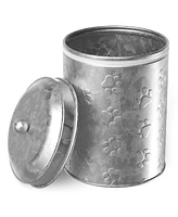 Amici Pet Puppy Paws Metal Food Canister, 64 oz., Galvanized Metal